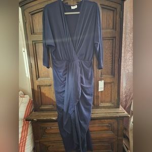Unique Vintage tulip cut maxi dress, Navy, size Large nwt